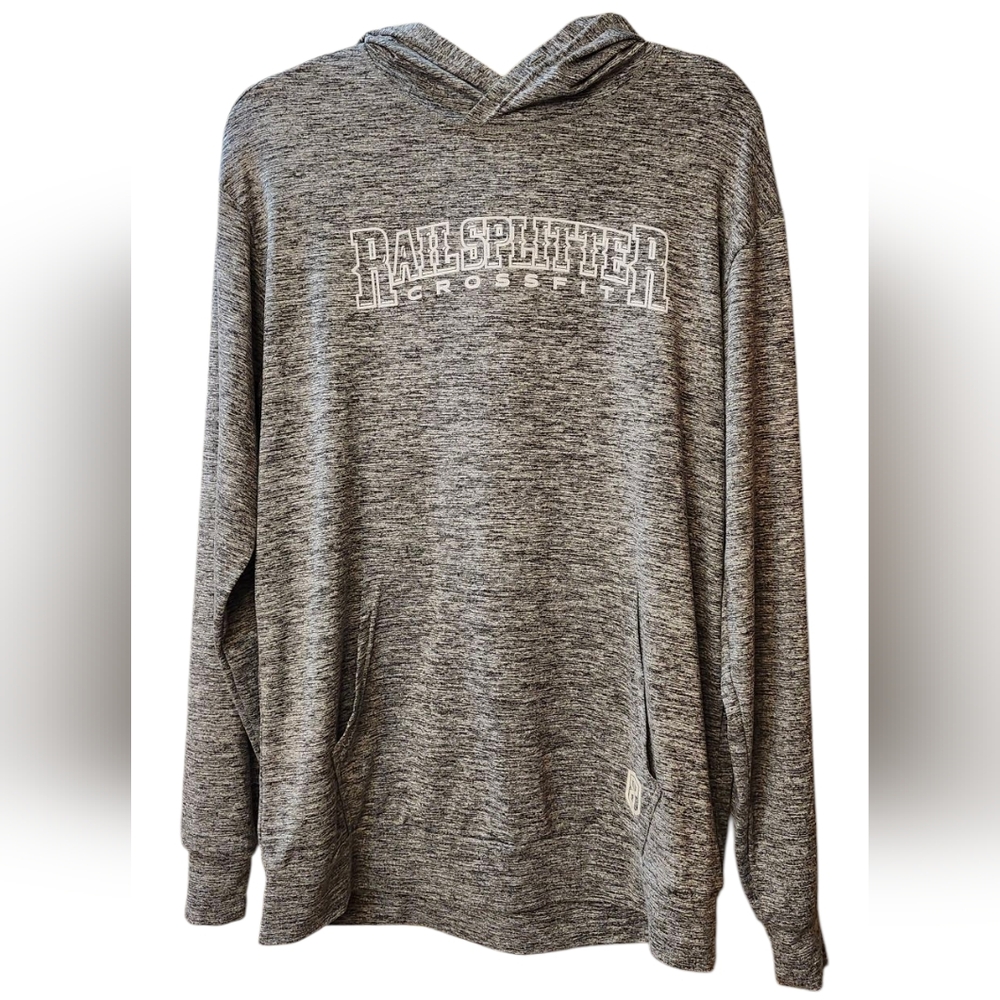 CLOSET CLEAROUT Rail Splitter CrossFit Gray Athletic Hooded Long Sleeve Shirt